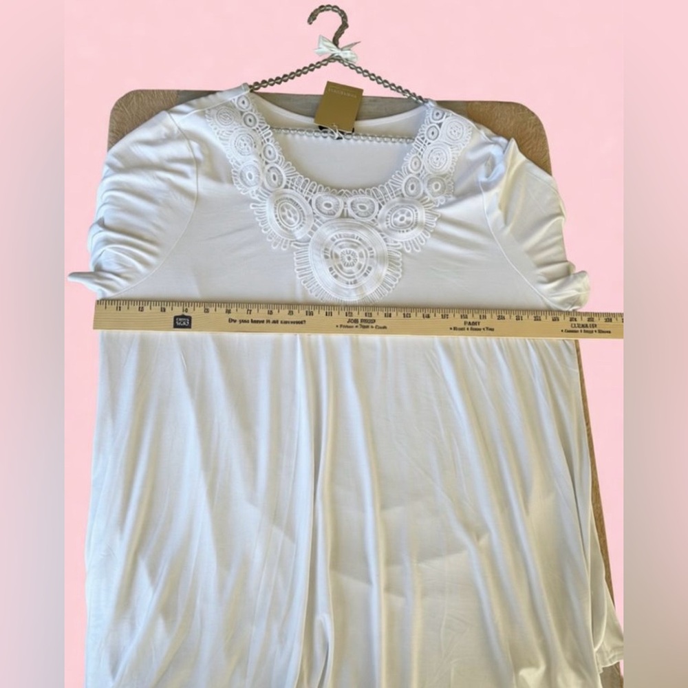Verbendi Women’s 3X Short Sleeve White Blouse Top Crochet Accent - Picture 5 of 13